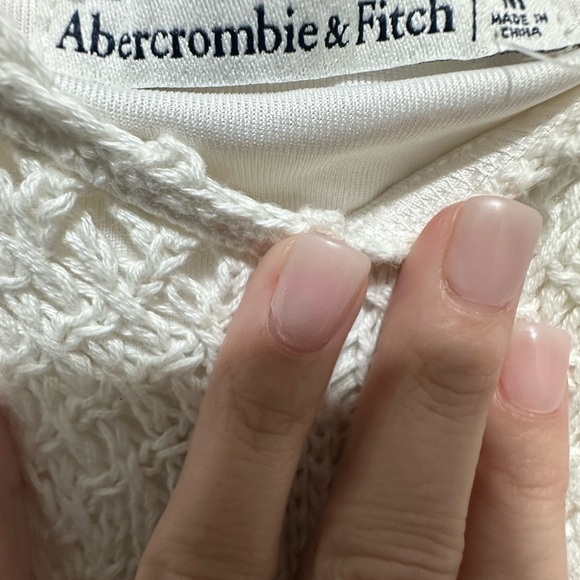 Abercrombie and Fitch Elegant White Crochet Mini Dress Size M - Picture 2 of 6
